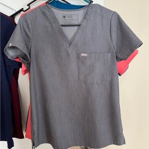 Figs Gray V-Neck Scrub Top
